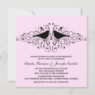 ピンクラブバードスワーズ結婚式招待状 招待状