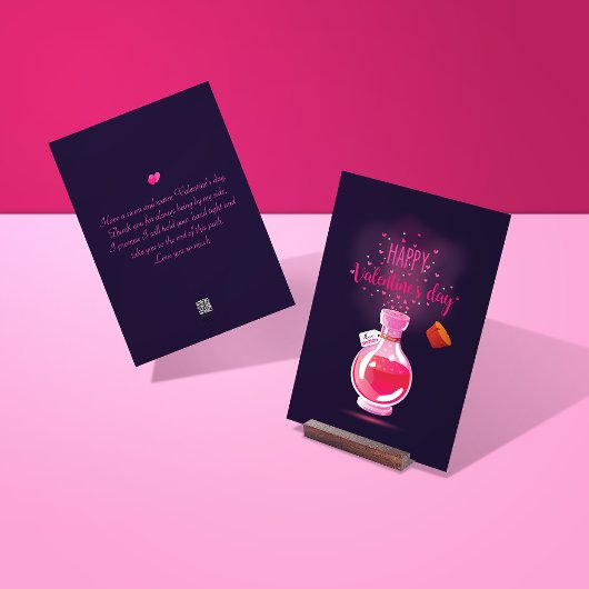 ピンクラブボトルハッピーバレンタインデーカード シーズンカード
