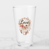 ピンクラブボホフローラフェザーズドリームキャッチャー タンブラーグラス (正面)