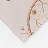 ピンクラブボホフローラフェザーズドリームキャッチャー フリースブランケット (角)