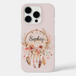 ピンクラブボホフローラフェザーズドリームキャッチャー iPhone 16 PROケース