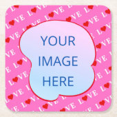 ピンクラブモダンシック スクエアペーパーコースター (正面)