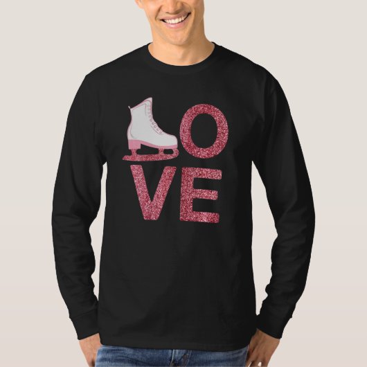 ピンクラブ姿スケートで滑るドレスアイススケートで滑る靴 Tシャツ (正面)