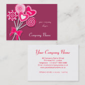 ピンクラブ棒つきキャンデーキャンディショップベーカリー名刺 名刺 (正面/裏面)