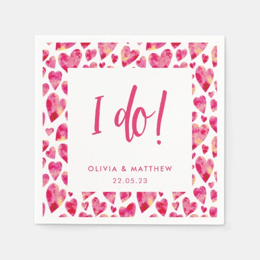 ピンクラブ結婚ハート婚約パーティ スタンダードカクテルナプキン (正面)