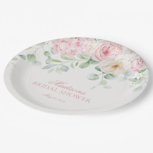 ピンクラブ開花フローラアジサイブライダルシャワー ペーパープレート (アングル)