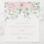 ピンクラブ開花フローラアジサイ結婚ズ ワインラベル (シングルラベル)