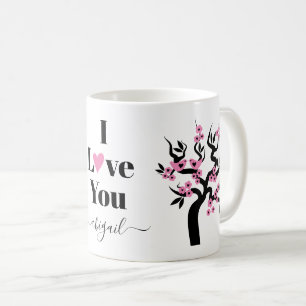 ピンクラブ鳥桜さくらんぼの木と花 コーヒーマグカップ