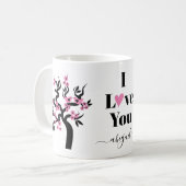 ピンクラブ鳥桜さくらんぼの木と花 コーヒーマグカップ (正面左)