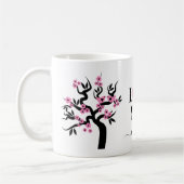 ピンクラブ鳥桜さくらんぼの木と花 コーヒーマグカップ (左)