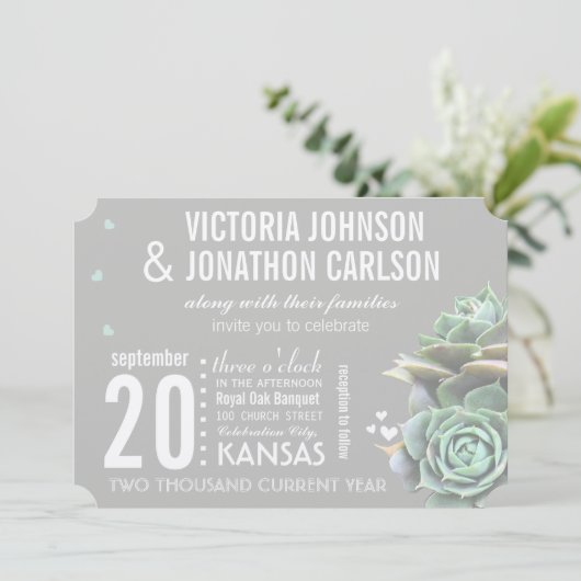 ピンクラベンダーとイエローモダンタイポグラフィ結婚ズ 招待状 (スタンド正面)