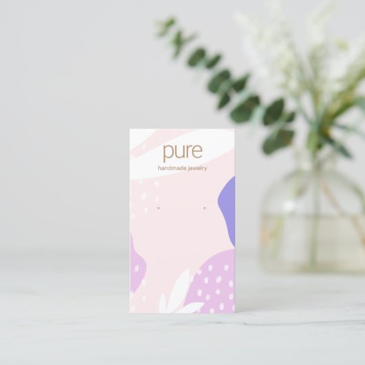 ピンクラベンダーイヤリングジュエリーディスプレイ 名刺 (スタンド正面)