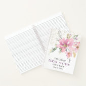 ピンクラベンダーウォーターカラーフローラシャワーゲスト ノートブック (内部)