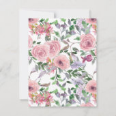 ピンクラベンダーウォーターカラー春フローラベビーシャワー 招待状 (裏面)