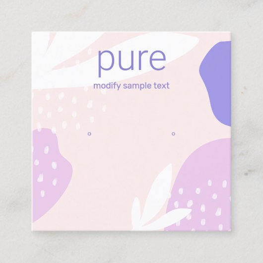 ピンクラベンダースタッドイヤリングジュエリー表示 スクエア名刺 (正面)