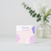 ピンクラベンダースタッドイヤリングジュエリー表示 スクエア名刺 (スタンド正面)