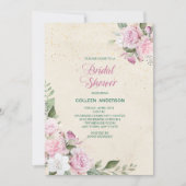 ピンクラベンダーバラブライダルシャワー 招待状 (正面)