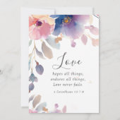 ピンクラベンダーフローラキリスト教聖書聖句結婚の 招待状 (裏面)