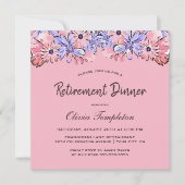 ピンクラベンダーフローラ退職夕食 招待状 (正面)