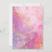 ピンクラベンダーマーブル金ゴールドスターユダヤバー(ユダヤ教の)バル・ミツバー 招待状 (裏面)