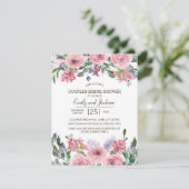 ピンクラベンダー春フローラカップルのブライダルシャワー 招待状 (スタンド正面)