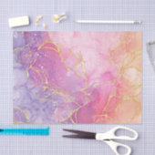 ピンクラベンダー金ゴールドグリッターひび割れた大理石 薄葉紙 (クラフト)