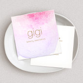 ピンクラベ色彩の鮮やかンダー抽象芸術水色 スクエア名刺