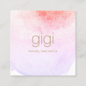 ピンクラベ色彩の鮮やかンダー抽象芸術水色 スクエア名刺 (正面)