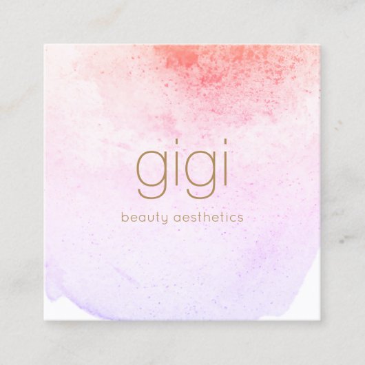 ピンクラベ色彩の鮮やかンダー抽象芸術水色 スクエア名刺 (正面)