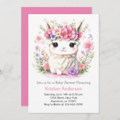 ピンクラマお洒落アドベンチャーガールベビーシャワー 招待状 (正面/裏面)