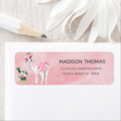 ピンクラマアルパカガールズベビーシャワーリターン ラベル (インサイチュ)