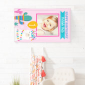 ピンクラマハッピーバースデーガールフォトパーティー 横断幕 (インサイチュ)