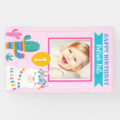 ピンクラマハッピーバースデーガールフォトパーティー 横断幕 (横)