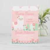 ピンクラマベビーシャワー招待状招待状 招待状 (スタンド正面)