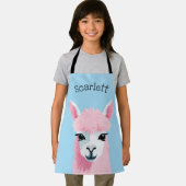 ピンクラマポートレートブルーバックグラウンド名前をカスタムする エプロン (インサイチュ)