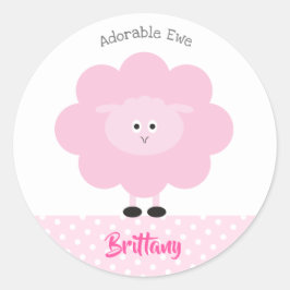 ピンクラムキュートカワイアブルEwe新学期名 ラウンドシール