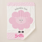 ピンクラムキュートベビーガールシック愛らしいEwe名 シェルパブランケット (正面)