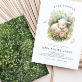 ピンクラムベビーシャワーガール招待状