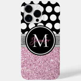 ピンクラメ ブラック＆ホワイトドットモノグラム Case-Mate iPhone 14 PRO MAXケース