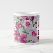 ピンクランイン開花|名前の追加 ジャンボコーヒーマグカップ (正面)