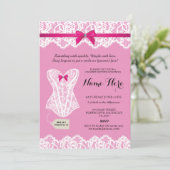ピンクランジェリーシャワーブライダルパーティコルセット招待状 招待状 (スタンド正面)