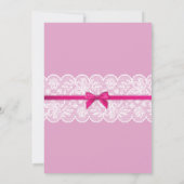 ピンクランジェリーシャワーブライダルパーティレースボウ招待状 招待状 (裏面)