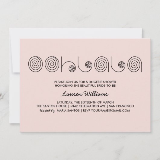ピンクランジェリーシャワー招待状オーララ 招待状 (正面)