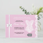 ピンクランジェリーシャワー招待状ホワイトレースブライダル 招待状 (スタンド正面)