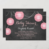 ピンクランタンオンチョークボードベビーシャワー招待状 招待状 (正面/裏面)