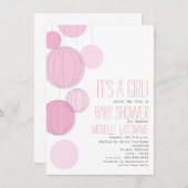 ピンクランタンズガールベビーシャワー 招待状 (正面/裏面)