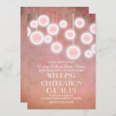 ピンクランターンのビンテージ結婚式の招待 招待状 (正面/裏面)