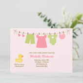 ピンクランドリーベビーシャワー招待状 招待状 (スタンド正面)