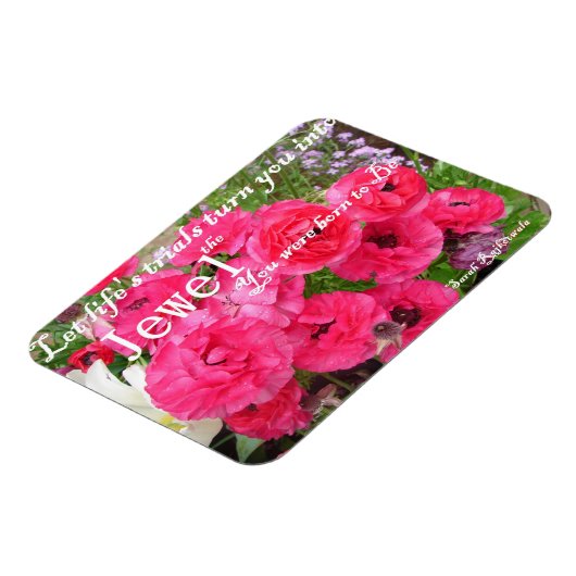 ピンクランヌカルスフローラライフ引用文誕生日磁石 マグネット (左側)