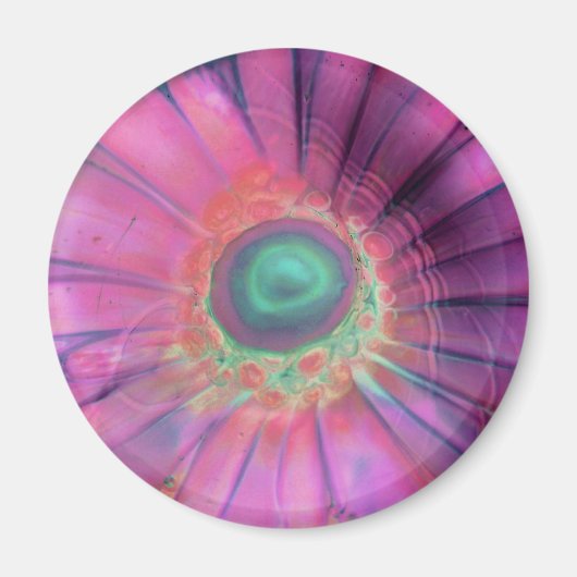 ピンクランプワークガラスデイジー空白のマトリップ（幻覚体験）のようなグネット マグネット (正面)